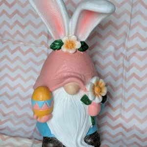 New - Resin East Bunny Gnome Spring w/ sparkle - 12"